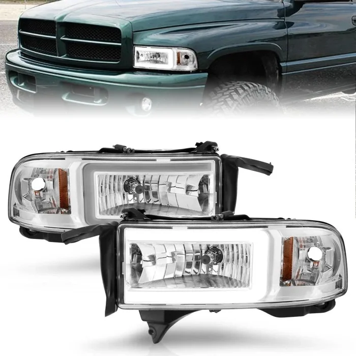 ANZO 94-02 Dodge RAM Crystal Headlight – w/ Light Bar Chrome Housing
