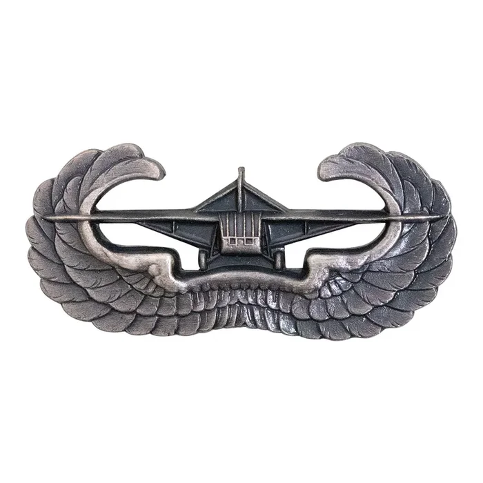 Army Badge: Airborne Glider – silver oxidized finish