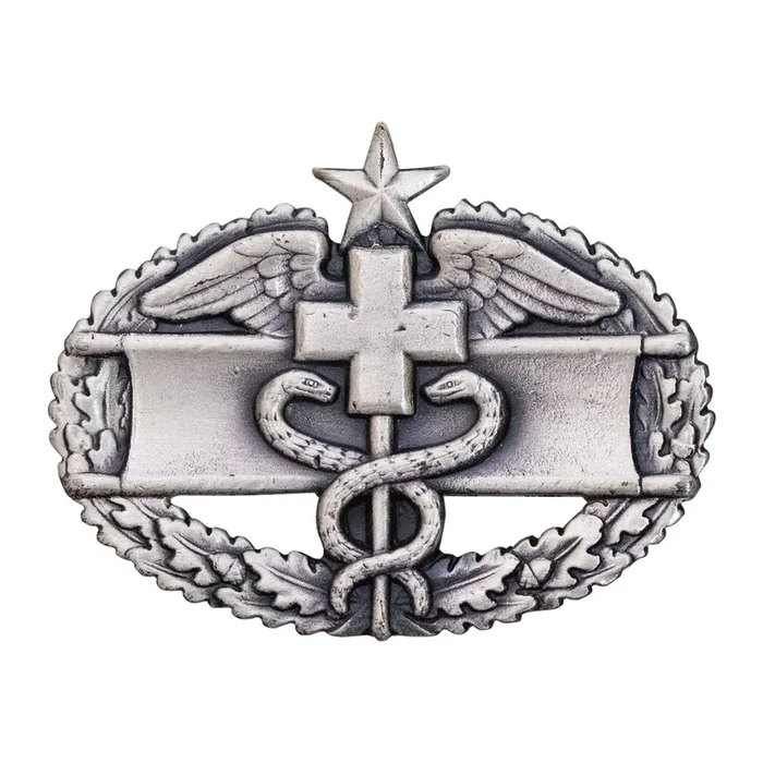 Army Badge: Combat Medical Second Award – silver oxidized