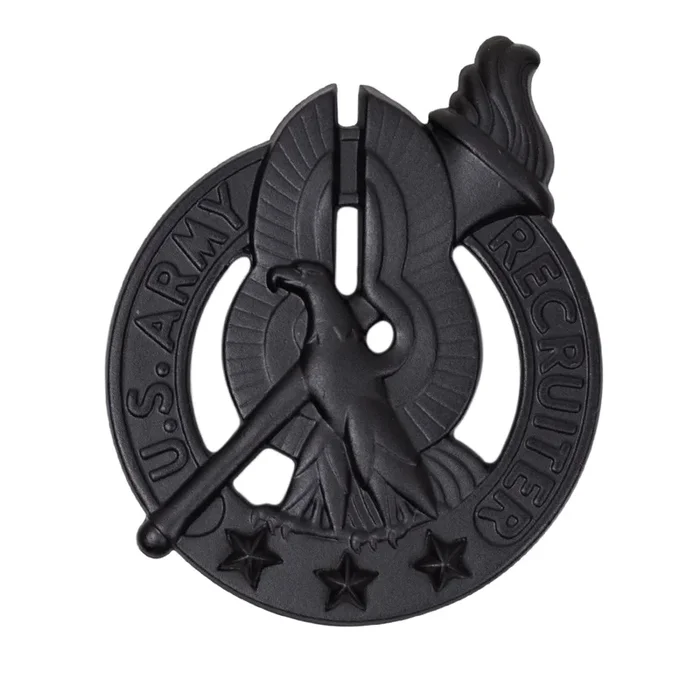 Army Identification Badge: Recruiter – Subdued Metal Black for Silver