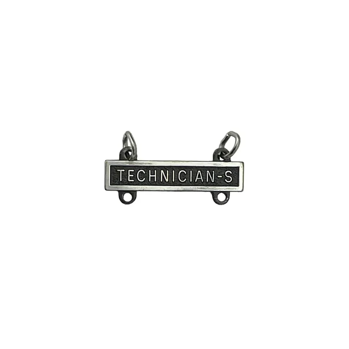 Army Qualification Bar: Technician “S” – silver oxidized finish