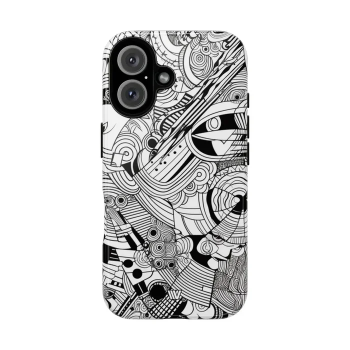 B&W ABSTRACT DOODLE | Tough Phone Case
