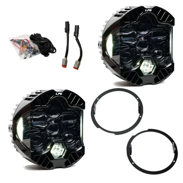 Baja Designs 07-18 Jeep Wrangler JK DOT LP6 LED Headlight Kit (For LED Headlights) – Clear/White