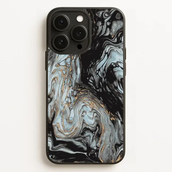 Black And Gold Cloudy Marble Phone Case