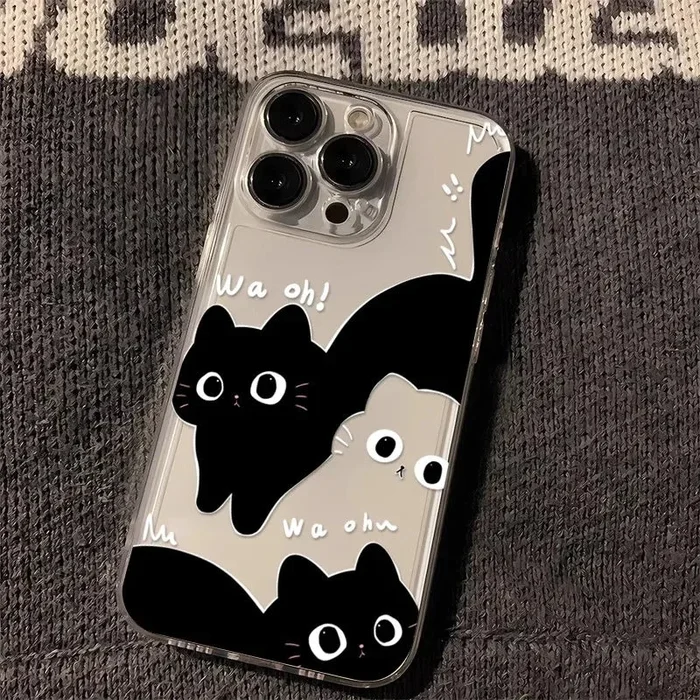 Black White Big Eyes Cat Kitty Phone Case