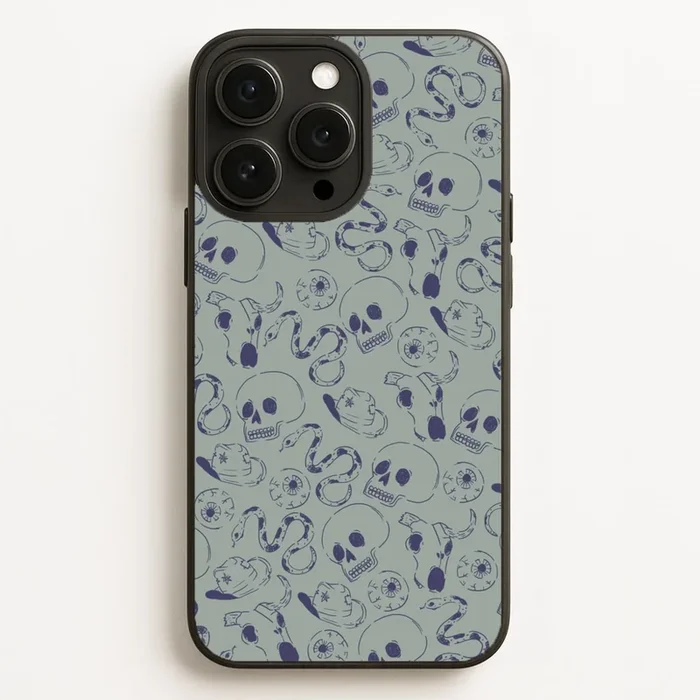 Blue Snakes And Skulls – Western Phone Case