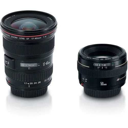 Canon 50mm f/1.4 USM and 17-40mm f/4L Lenses Advanced Kit