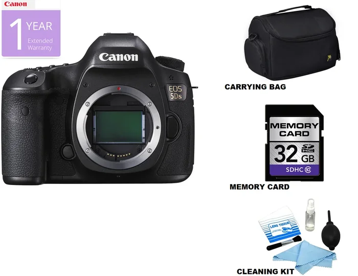 Canon EOS 5DS DSLR Camera (Body Only) with Sandisk 32GB Memory Card | Carrying Case & Cleaning Kit