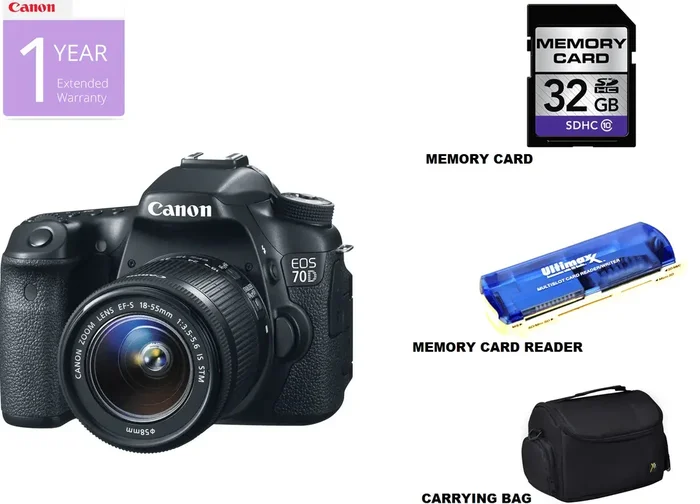 Canon EOS 70D/80D DSLR Camera with 18-55mm f/3.5-5.6 STM Lens