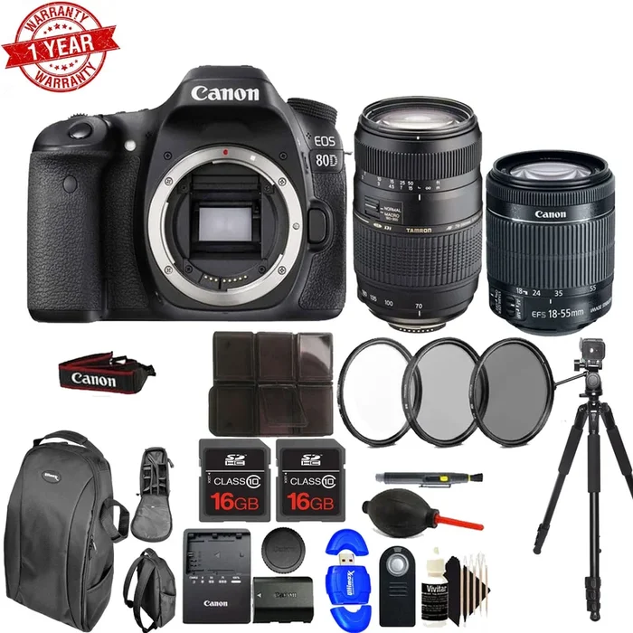 Canon EOS 80D 24.2MP Digital SLR Camera with 18-55mm & 75-300mm III Lens & More