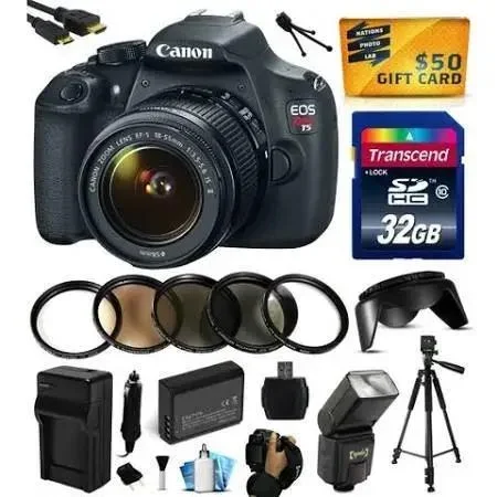 Canon EOS Rebel T5/2000D/4000D DSLR Camera with 18-55mm Lens & 32GB MC | Flash | Battery & More Bundle