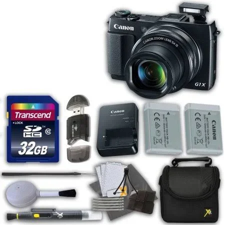 Canon PowerShot G1 X Mark II Digital Camera – Wi-Fi Enabled with 32GB High Speed Memory Card & Extra Battery + Accessory Bundle