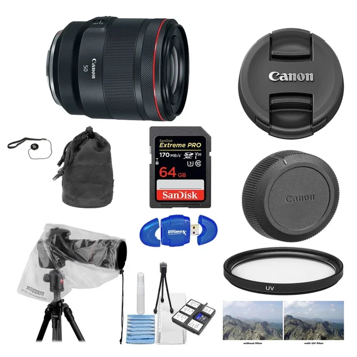 Canon RF 50mm f/1.2L USM Lens Filter Kit Bundle with 64 GB