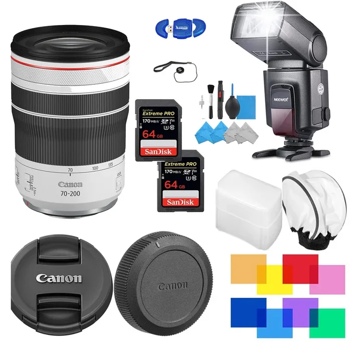 Canon RF 70-200mm f/4L IS USM Lens Lens with 2x 64 GB Universal Pro Flash Bundle