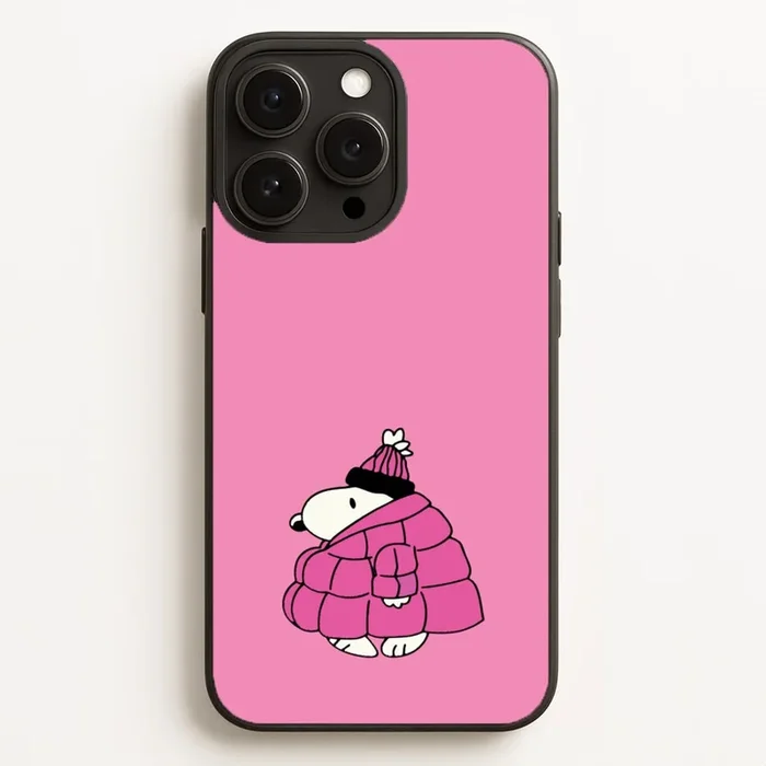 Cartoon Beagle Puffer Jacket Pink Phone Case