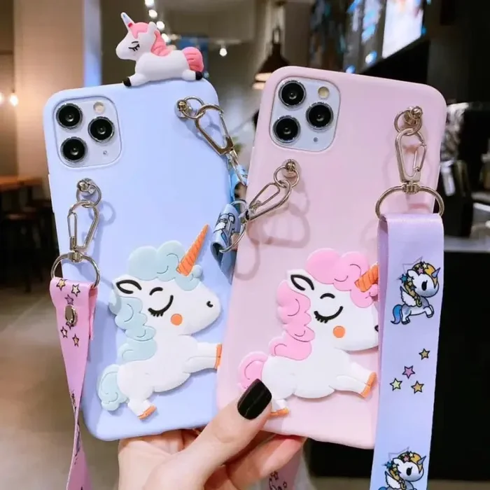 Cartoon Fairy Unicorn Horse Silicone Phone Cover with Lanyard For Xiaomi Redmi A1 A2 Plus 12C 11A