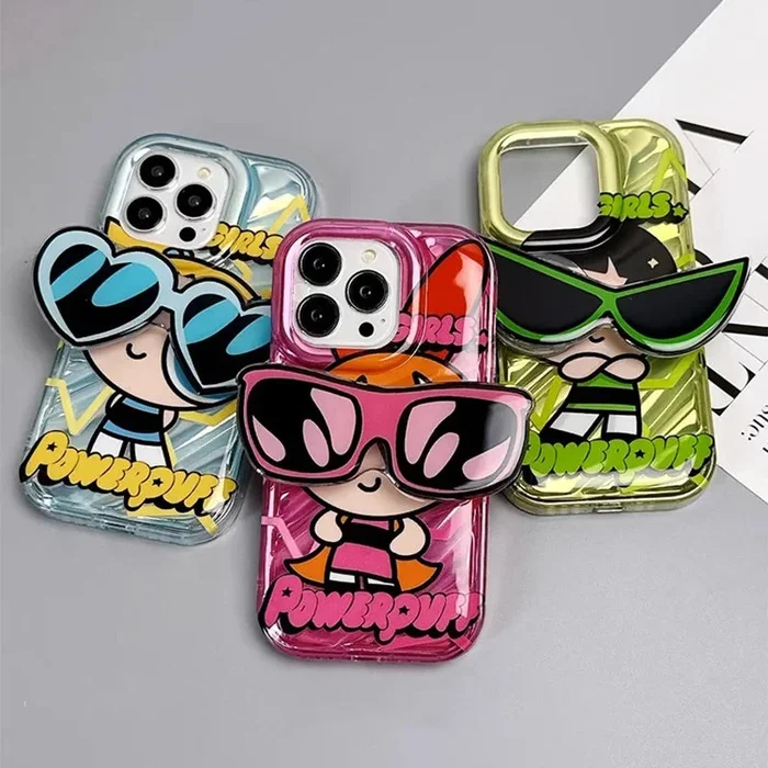 Cartoon Powerpuff Girls Sunglasses Holder Phone Case