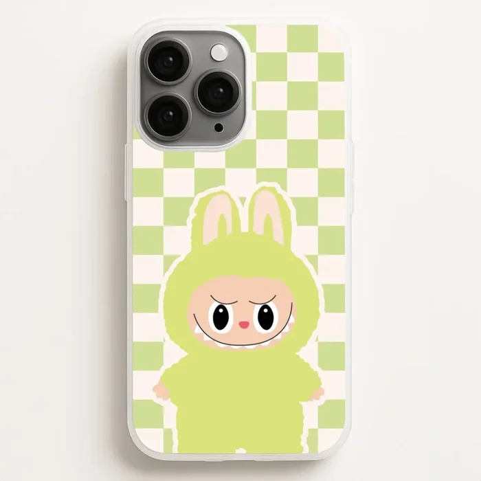 Checkered Cute Green Monster Phone Case