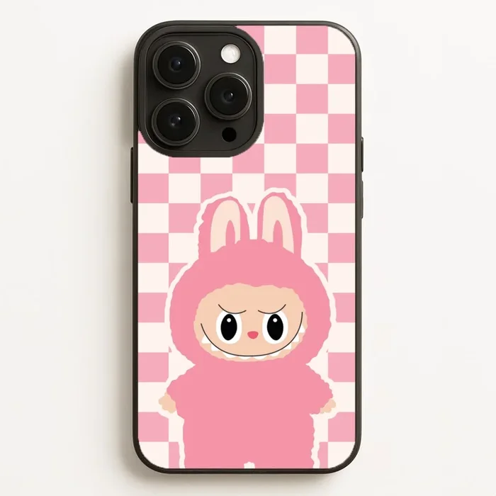 Checkered Cute Pink Monster Phone Case