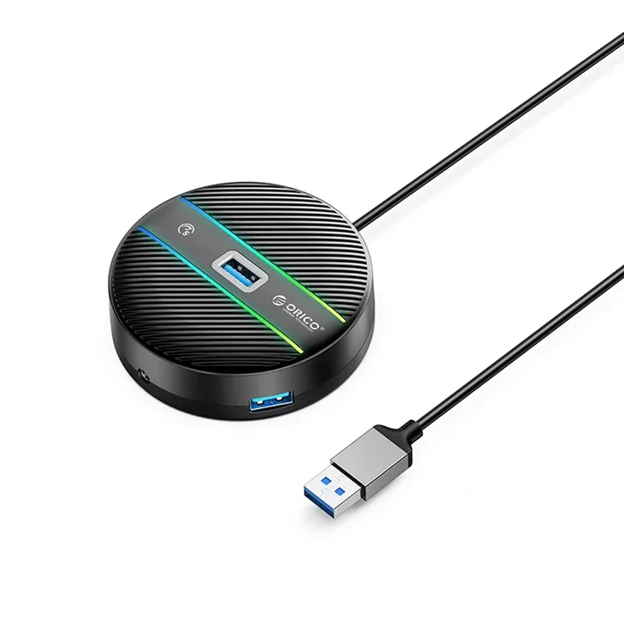 [CLEARANCE] ORICO 4-IN-1 USB HUB 5GBPS RGB (0.3M,1.8M) USB-A Cable with 3.5mm Audio/Microphone Output & 3-Port USB 3.0 | Windows, Linux & macOS Support | for PCs, Computer Desktops & Laptops | USB Hubs & Docking Stations | YSR4-U3
