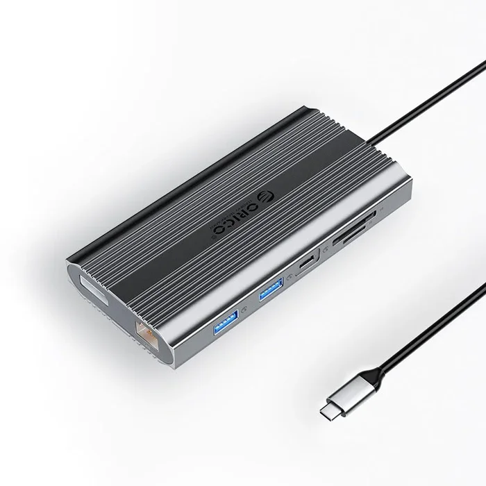 [CLEARANCE] ORICO XDR-X33 12-in-1 USB 3.1 Type C Multifunctional Docking Station with 5Gbps USB-C Input, 4K 60Hz, PD 100W, 5Gbps USB-A 3.1. USB-A 2.0, 4K 60Hz DP, 1000Mbps Ethernet, 3.5mm Audio Port, SD & TF Card Slot (Silver)