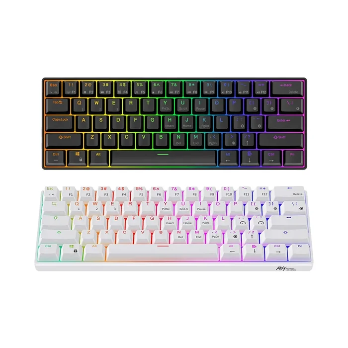 [CLEARANCE] Royal Kludge RK RK61 RGB 61 Keys Dual Mode Bluetooth 5.2 and Wired Mechanical Gaming Keyboard (White) – Blue Clicky
