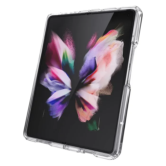 [CLEARANCE] Speck Presidio Perfect Clear Samsung Galaxy Z Fold3 5G Transparent Phone Case with Foldable and Quick Access Groove Construction, Innovative Impact Technology and Microban Anti-Microbial Protection