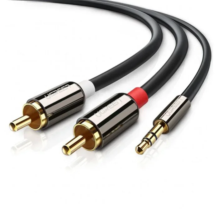 [CLEARANCE] UGREEN 1m 1.5m 2m 3m 5m TRRS 3.5mm Male to 2RCA Gold-Plated Audio Jack AUX Splitter Cable for Audio Equipment, PC, Laptops, Smartphones