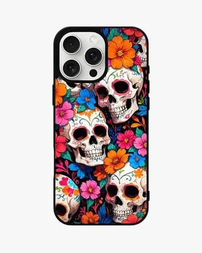 Color Skull Floral Case – Glossy Printed Cover for iPhone, Samsung, Pixel & OnePlus
