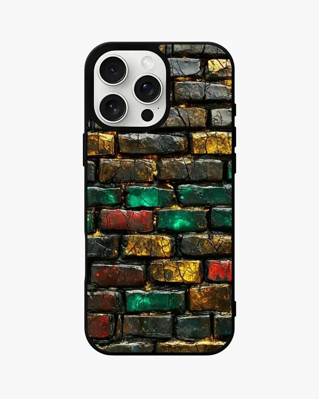 Colorful Brick Wall Aluminum Back Phone Case – Glossy Designer Back Cover for iPhone, Samsung, OnePlus & Pixel