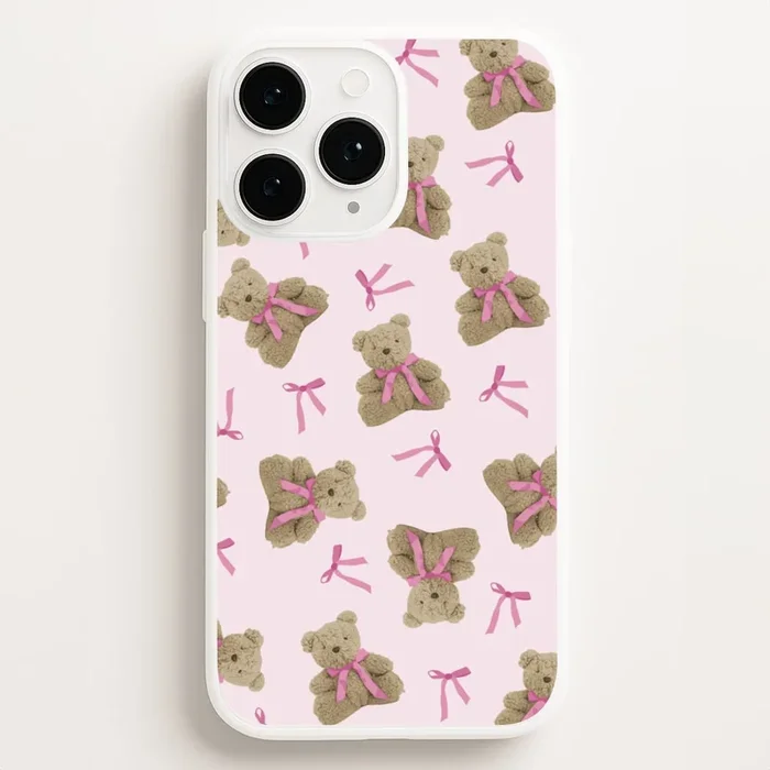 Coquette Teddy Bears And Bows Pattern Phone Case