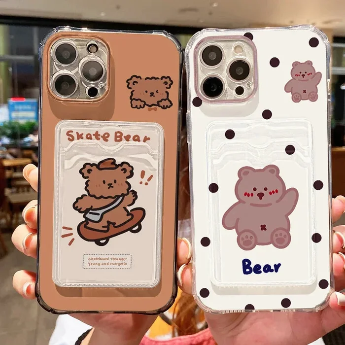 Cute Bear Soft Card Bag Transparent Cover Phone Case