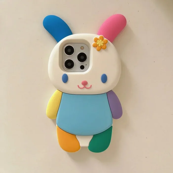 Cute Cartoon 3D Rainbow rabbit Phone Case