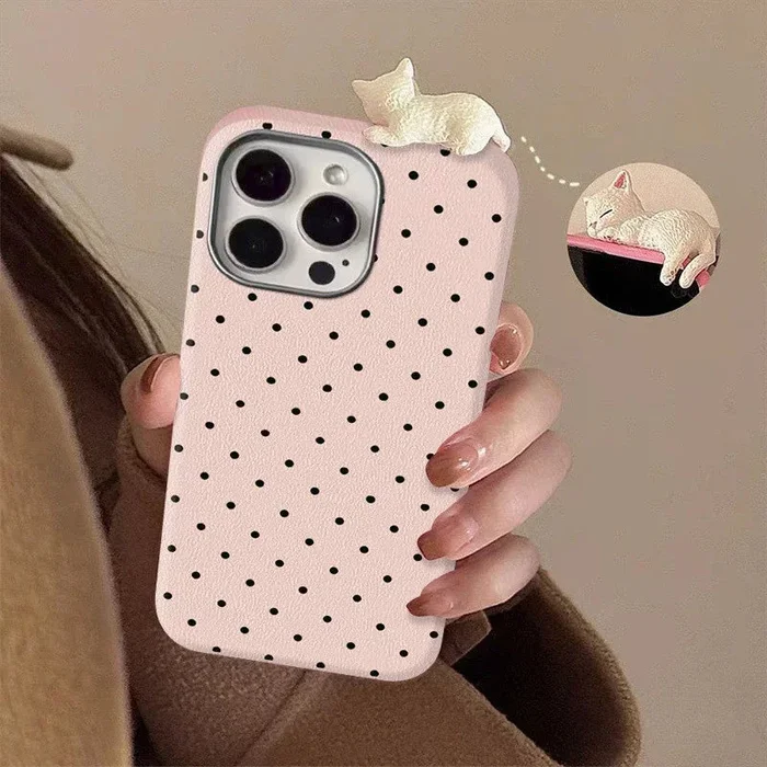 Cute Wave Point Dot 3D Doll Compatible Phone Case