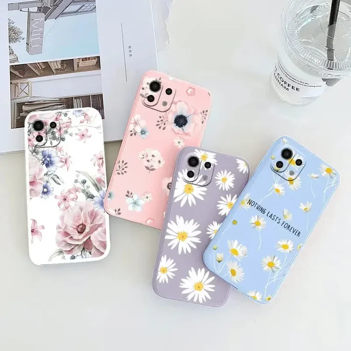 Daisy stoßfeste Handyhülle weiche Silikontasche Abdeckung für Xiaomi 11 Lite 5G NE Blumen schützend