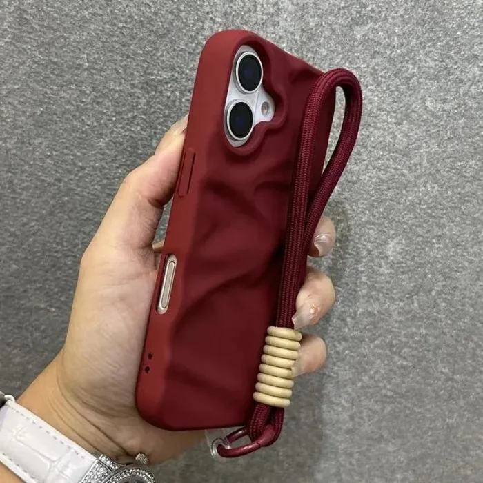 Fashion Solid Colours Pleated Lanyard Cover