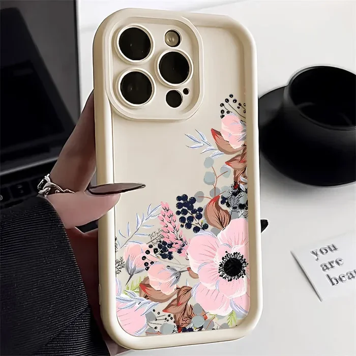 Flower Shockproof Matte Silicone Cover Phone Case