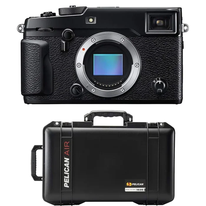 FUJIFILM X-Pro2 Mirrorless Digital Camera (Body Only) + Pelican 1535 AirWD 2017 Wheeled Carry-On Case with Dividers (Black)
