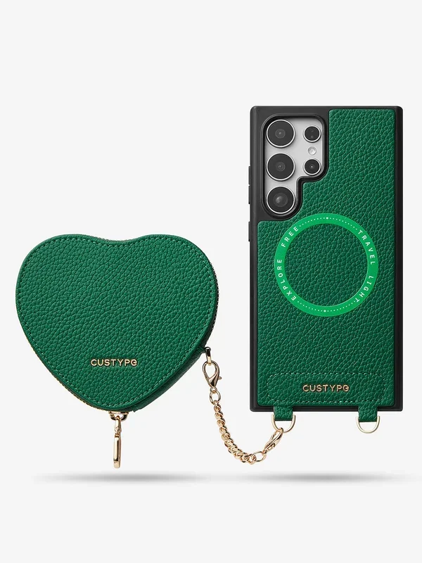 ハートデザインキット – Samsung Galaxy ワイヤレス充電対応スマホケース（取り外し可能なポーチ付き）