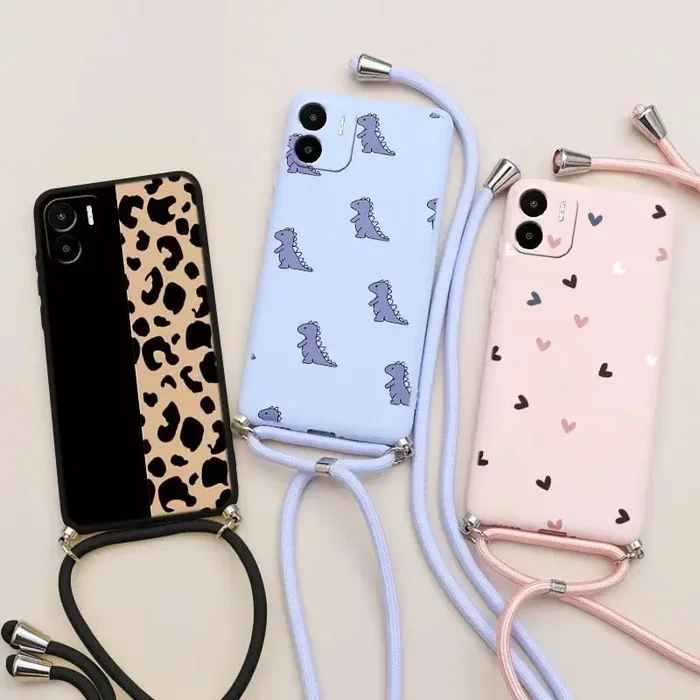 Kreative Design-Handyhüllen | Blumen | Dinosaurier | TPU mit Trageband für Redmi A 1 Cover Funda