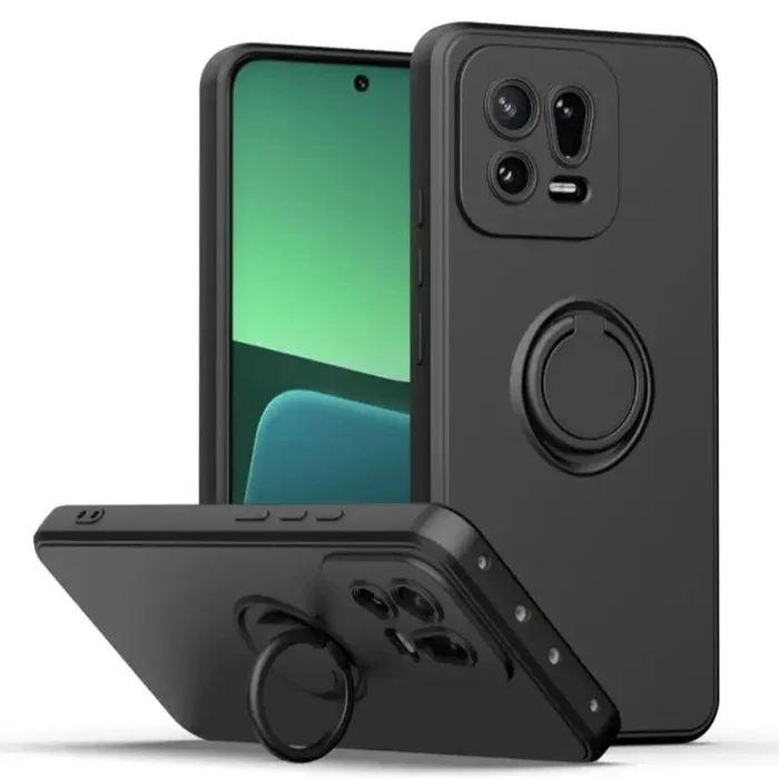 Luxury Magnetic Phone Case with Ring Holder Stand For Xiaomi Mi13 Pro Cover Car Silicone Holder