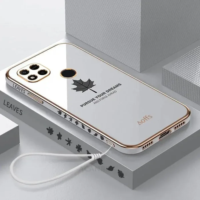 Luxury Maple Leaf Lanyard Case On For Xiaomi Redmi 9 10 10a 10c 9a 9c Nfc 9t K40 Pro 9at Plating