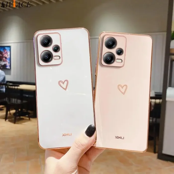 Luxury Mirror Plating Love Heart Phone Case for Xiaomi Redmi Note 12 Pro Plus 5G 4G Cover