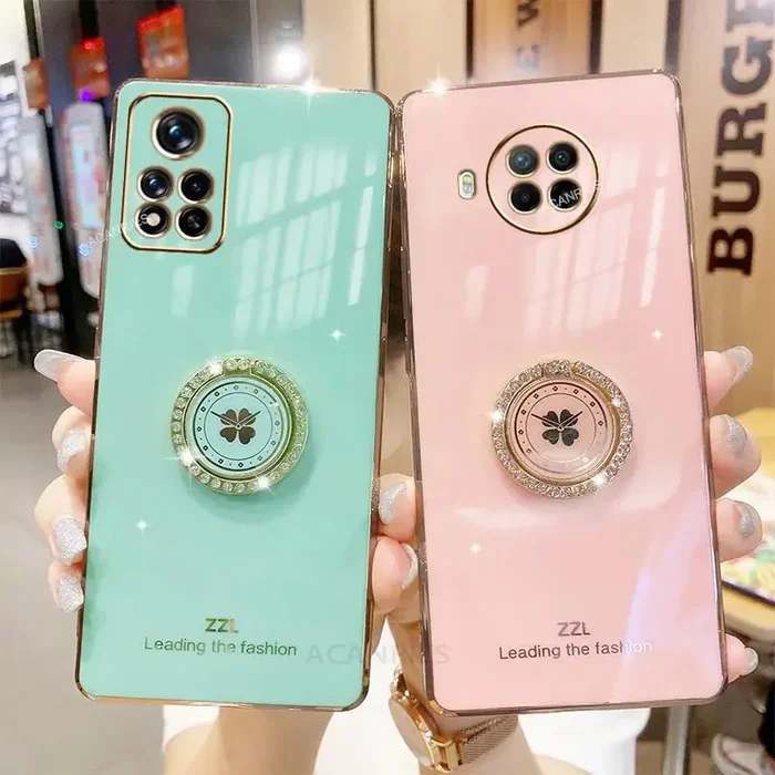Luxus-Diamant-Ring-Halter-Beschichtung-Hülle für Xiaomi Mi 10t Lite 10 Pro Mi10t 5g Stand-Silikon-Abdeckung