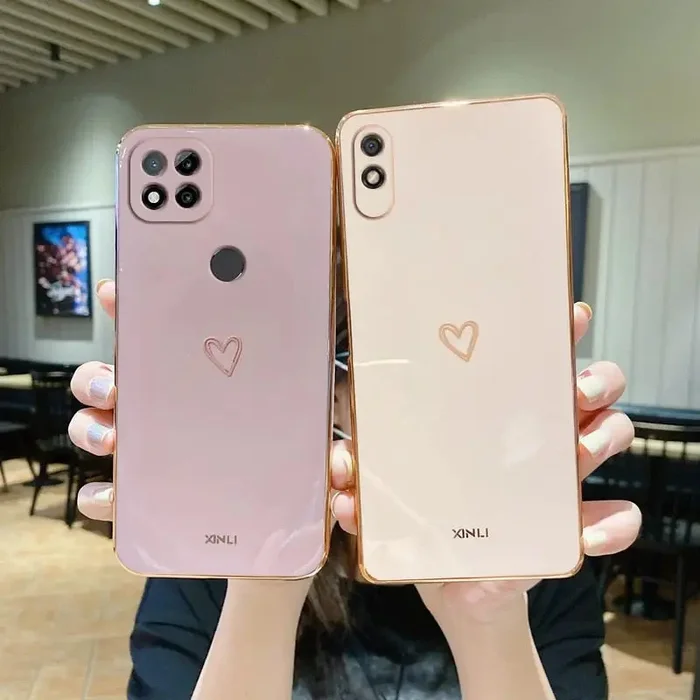Luxus Plating Liebe Herz Telefon Fall Für Xiaomi Redmi 9C Nfc 9A Gold Silikon Coque Zurück Abdeckung