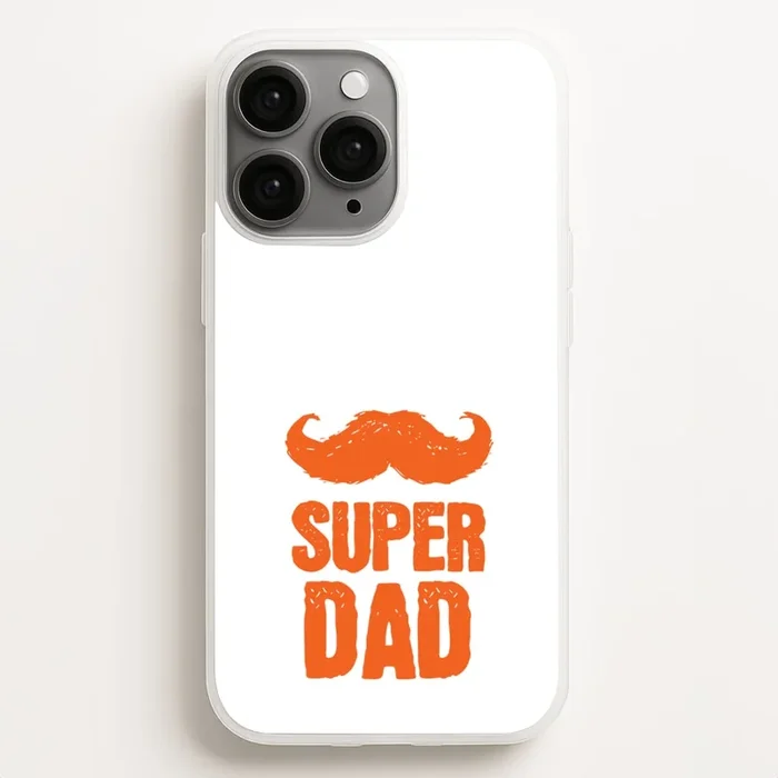 Moustache Super Dad Orange Phone Case