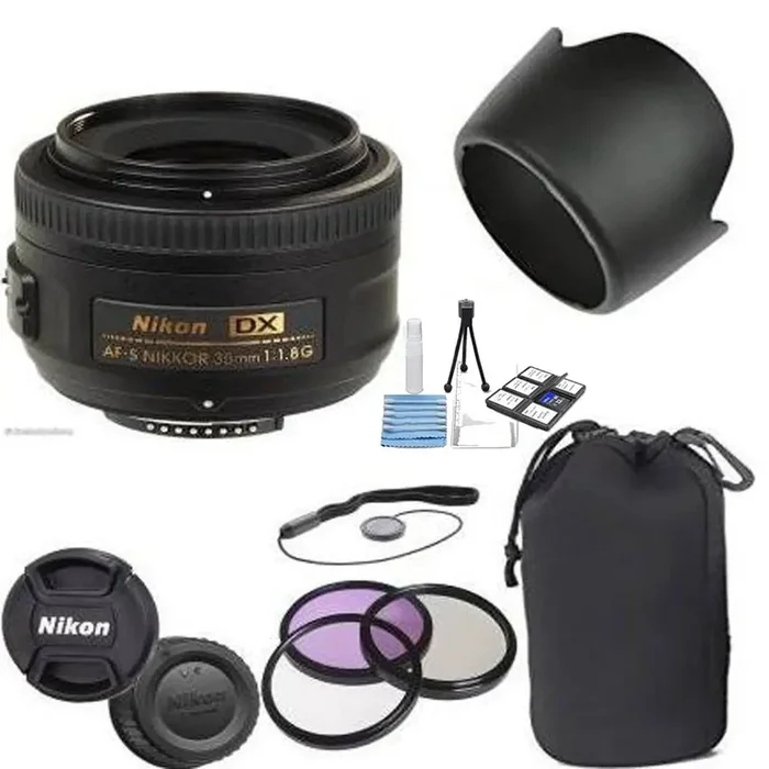 Nikon AF-S DX Nikkor 35mm f/1.8G Lens with 3 Piece Filter Kit |Lens Pouch |Lens Hood & More