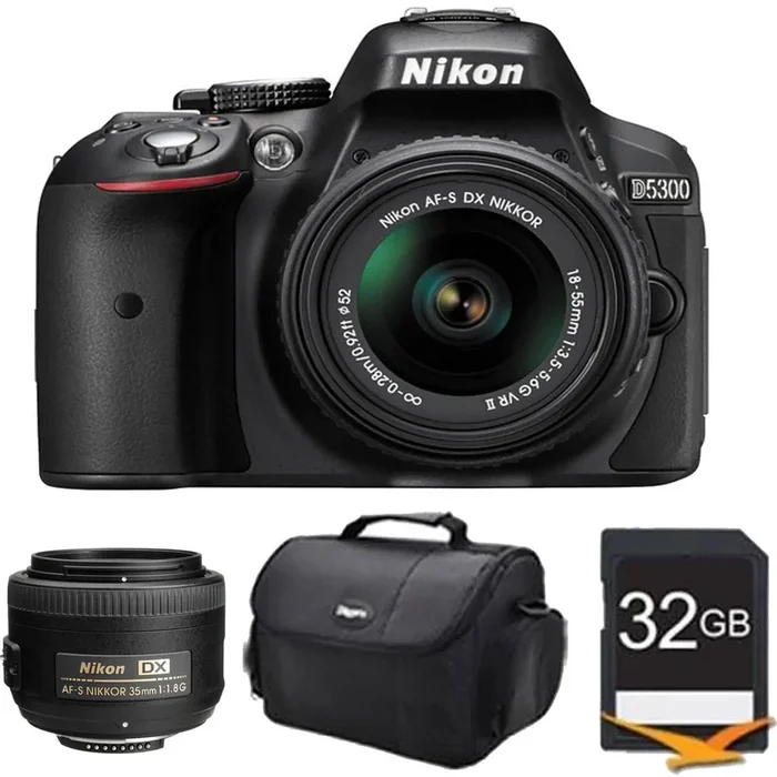 Nikon D5300/D5600 DSLR Camera with 18-55mm Lens & AF-S DX NIKKOR 35mm f/1.8G Lens Starter Package