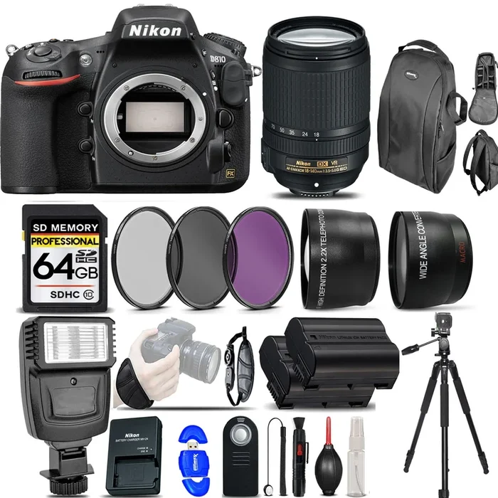 Nikon D810 DSLR Camera 36.3MP + Nikon 18-140mm VR Lens – Ultimate Saving Bundle NIKD810KKM