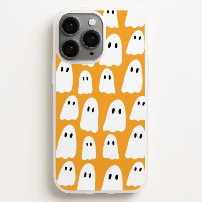 Orange Ghost Halloween Pattern Phone Case